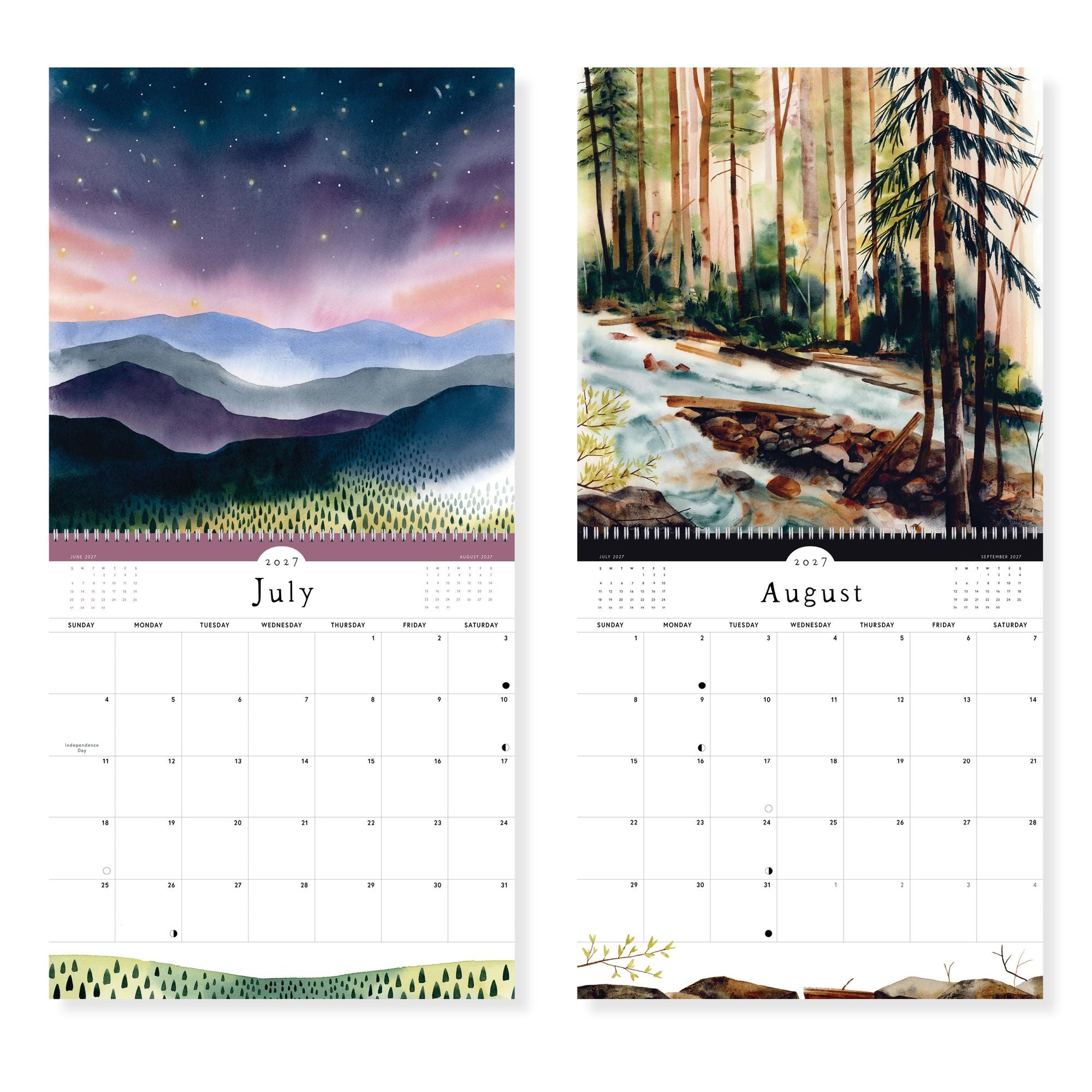 2027 Quiet Earth Watercolor Landscape Wall Calendar - Image 5
