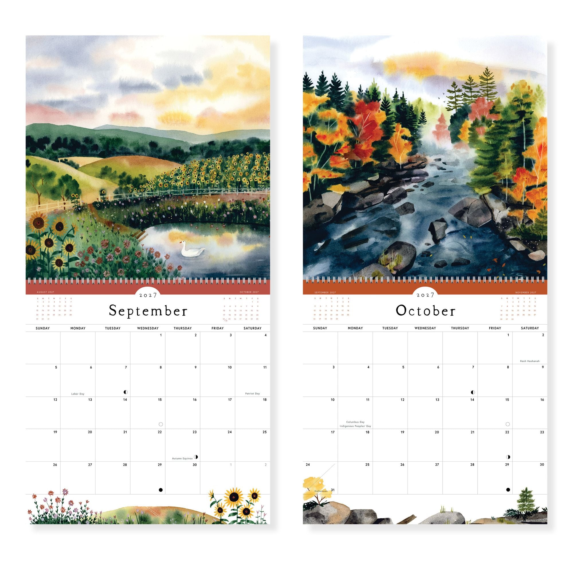 2027 Quiet Earth Watercolor Landscape Wall Calendar - Image 6