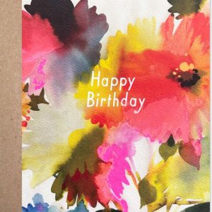 Water Color Dahliah Birthday Card