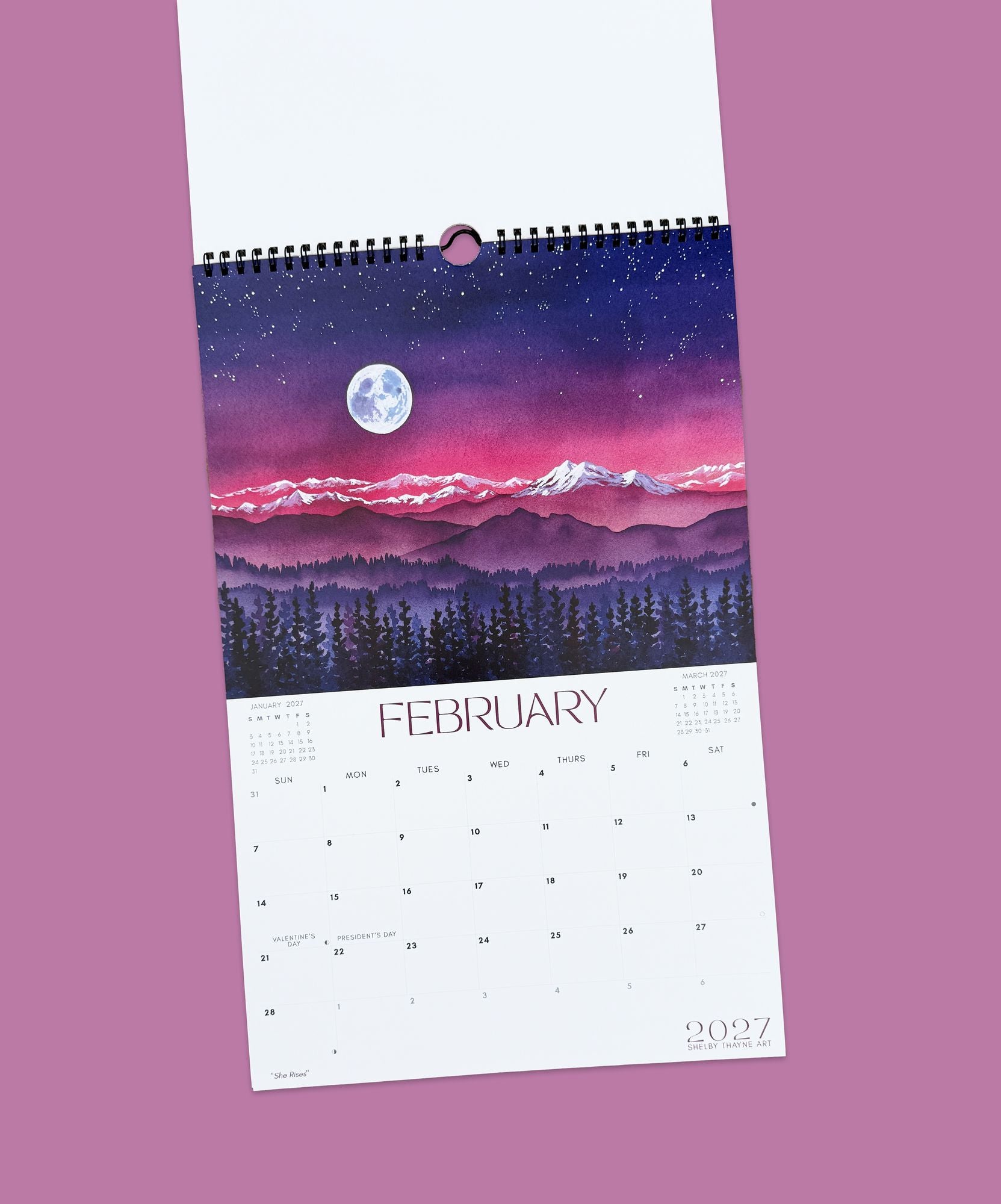 2027 Mountain Art Wall Calendar - Image 4