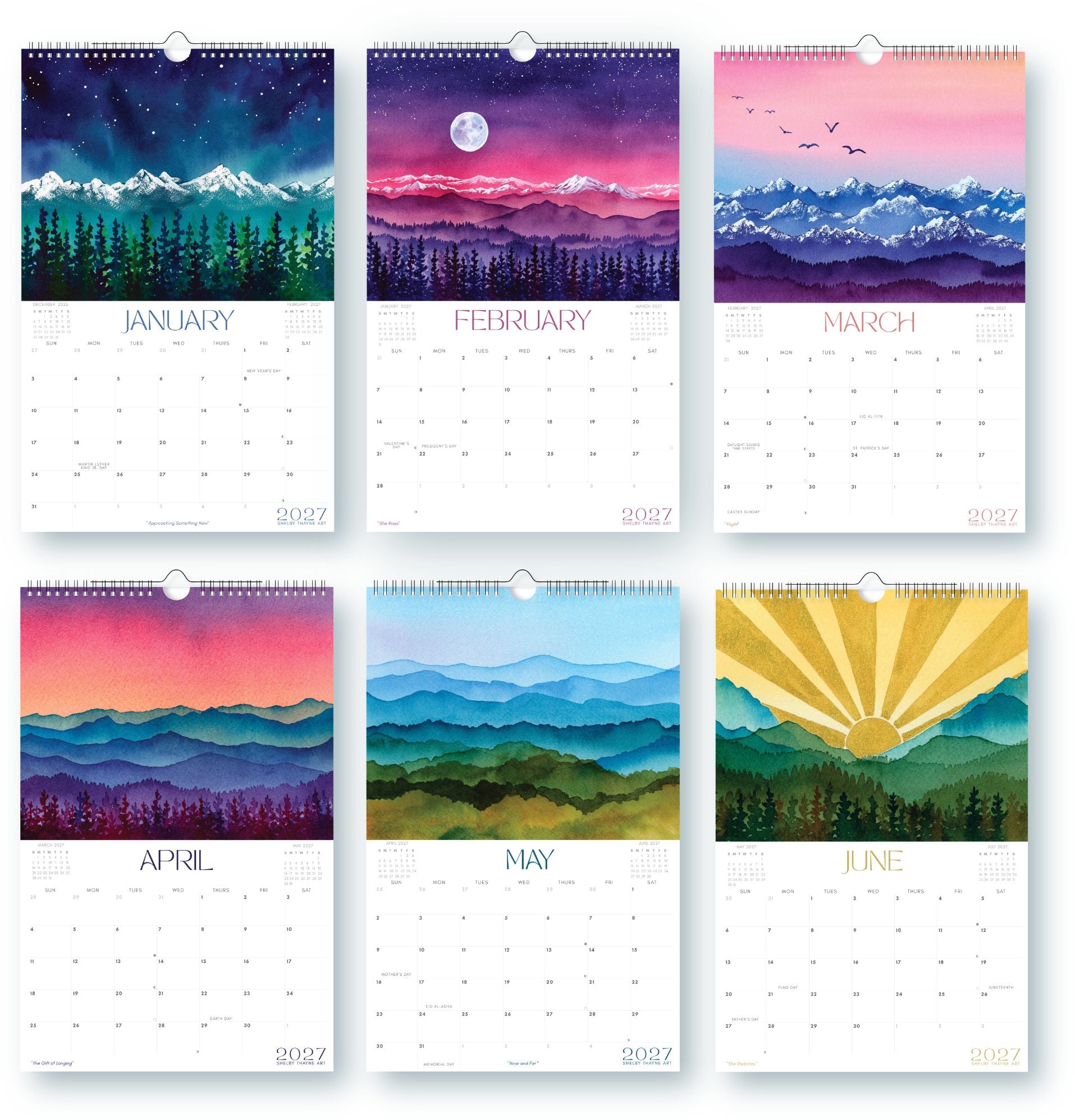 2027 Mountain Art Wall Calendar - Image 5