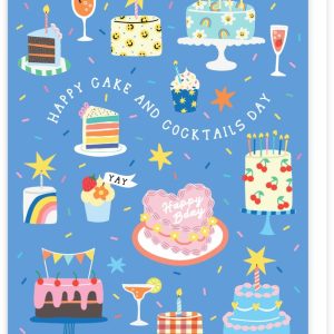 Cakes & Cocktails Scribbles Birthday Card