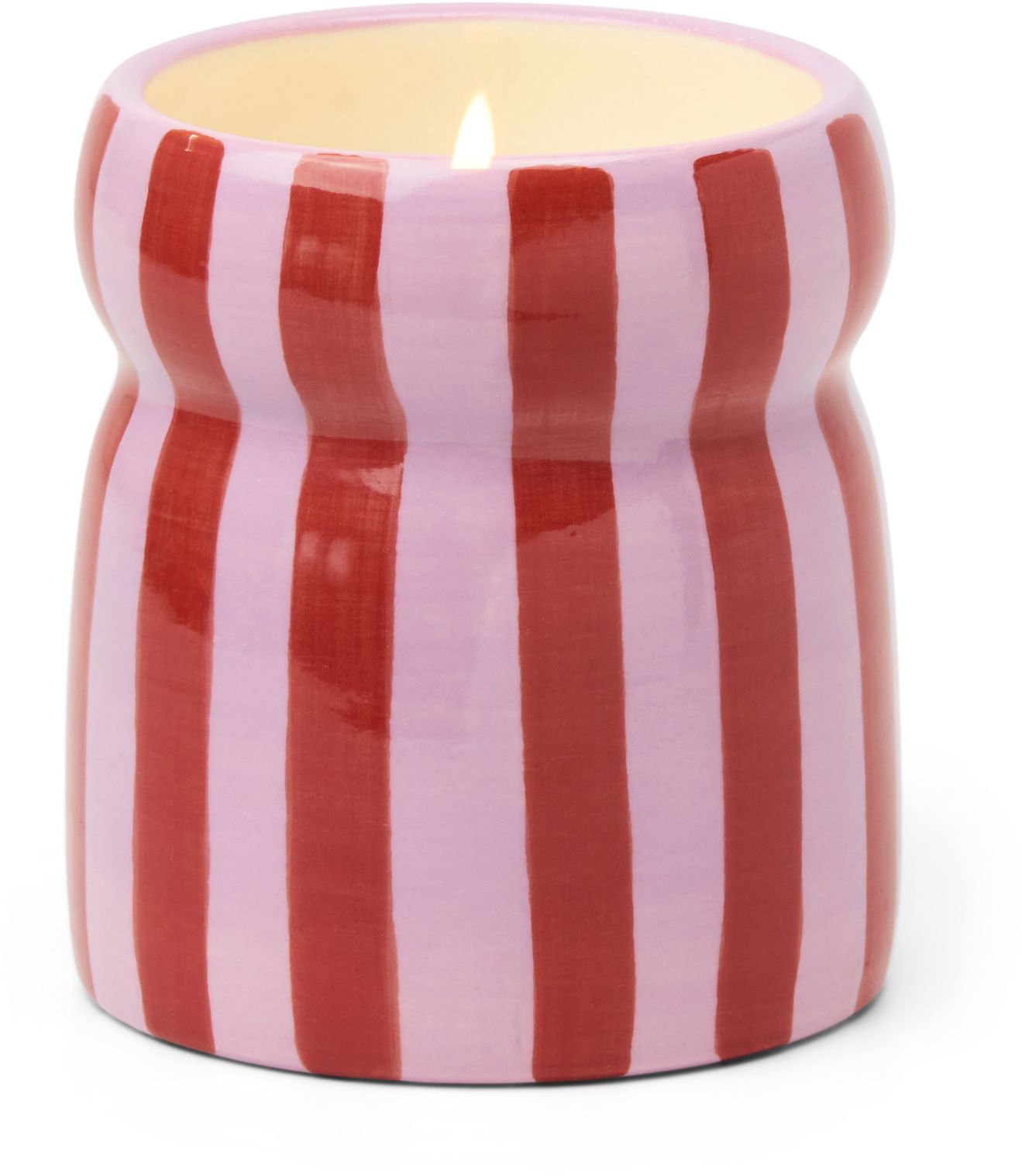 Pink Peppermint Cabana Striped Ceramic Candle - Image 2