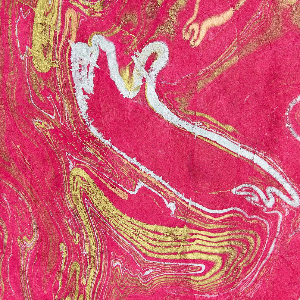 Metallic on Mangenta Marble Handmade Paper - Image 2