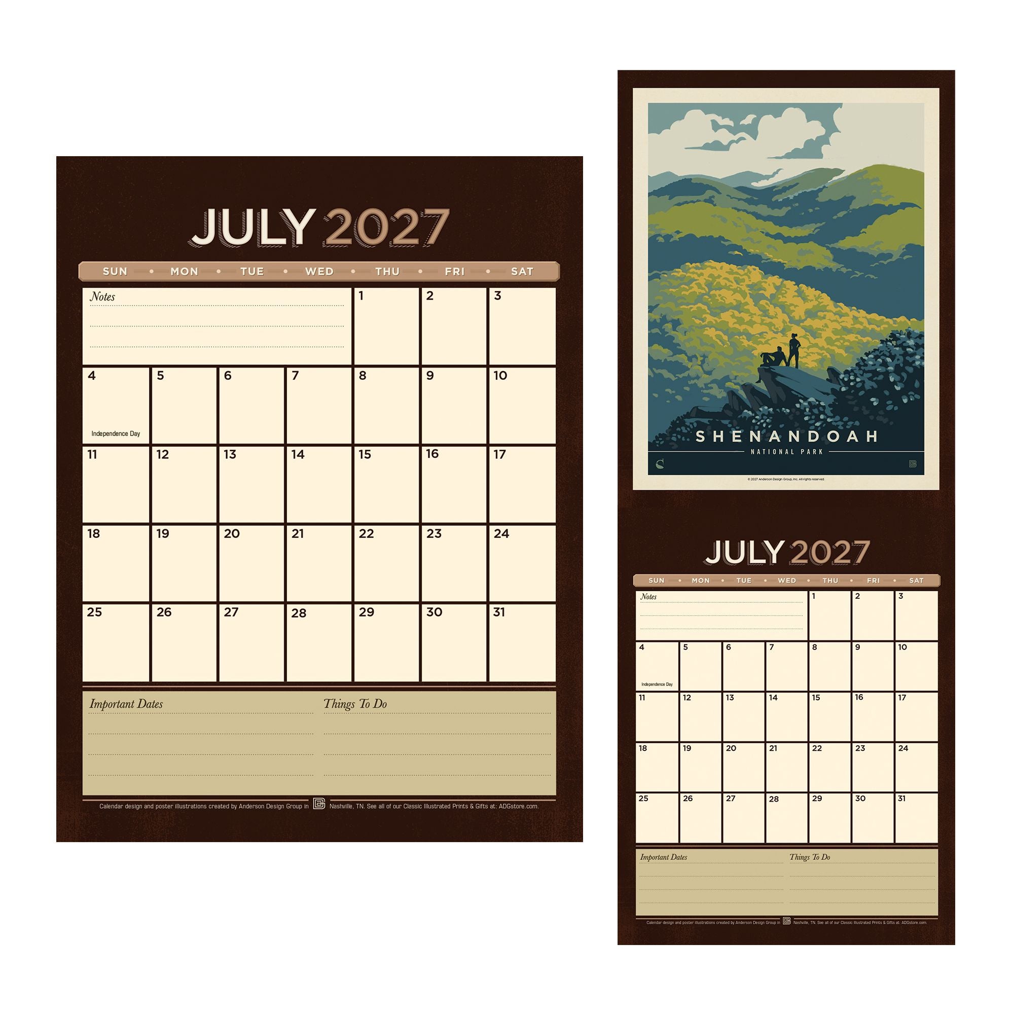 2027 Kenneth Crane National Parks Vintage Art Wall Calendar - Image 2