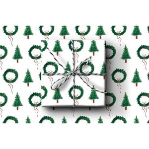 Tree & Wreath Holiday Flat Wrap