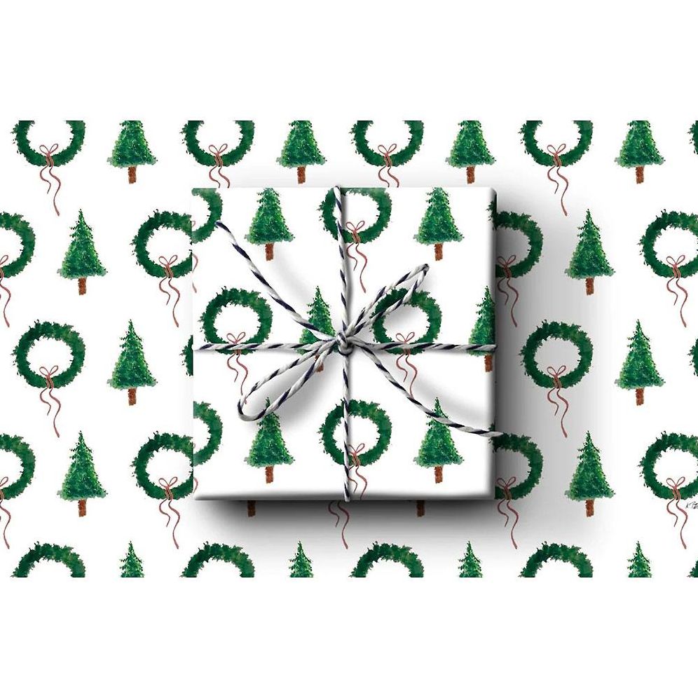 Tree & Wreath Holiday Flat Wrap
