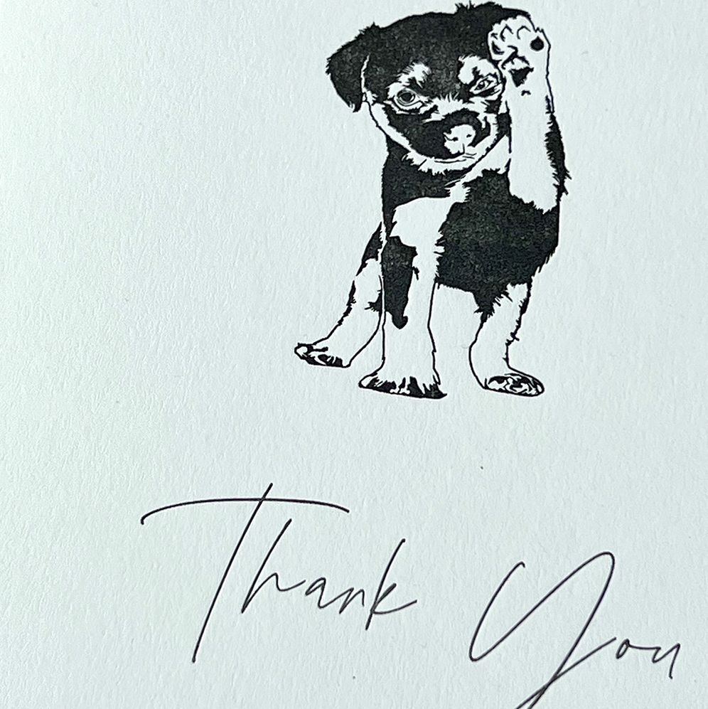 Black and White Puppy Thank You Card - Image 2