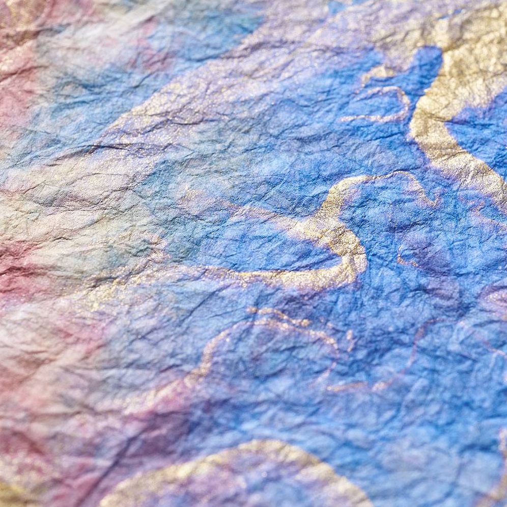 Blue/Purple/Gold Marbled Handmade Paper - Image 4