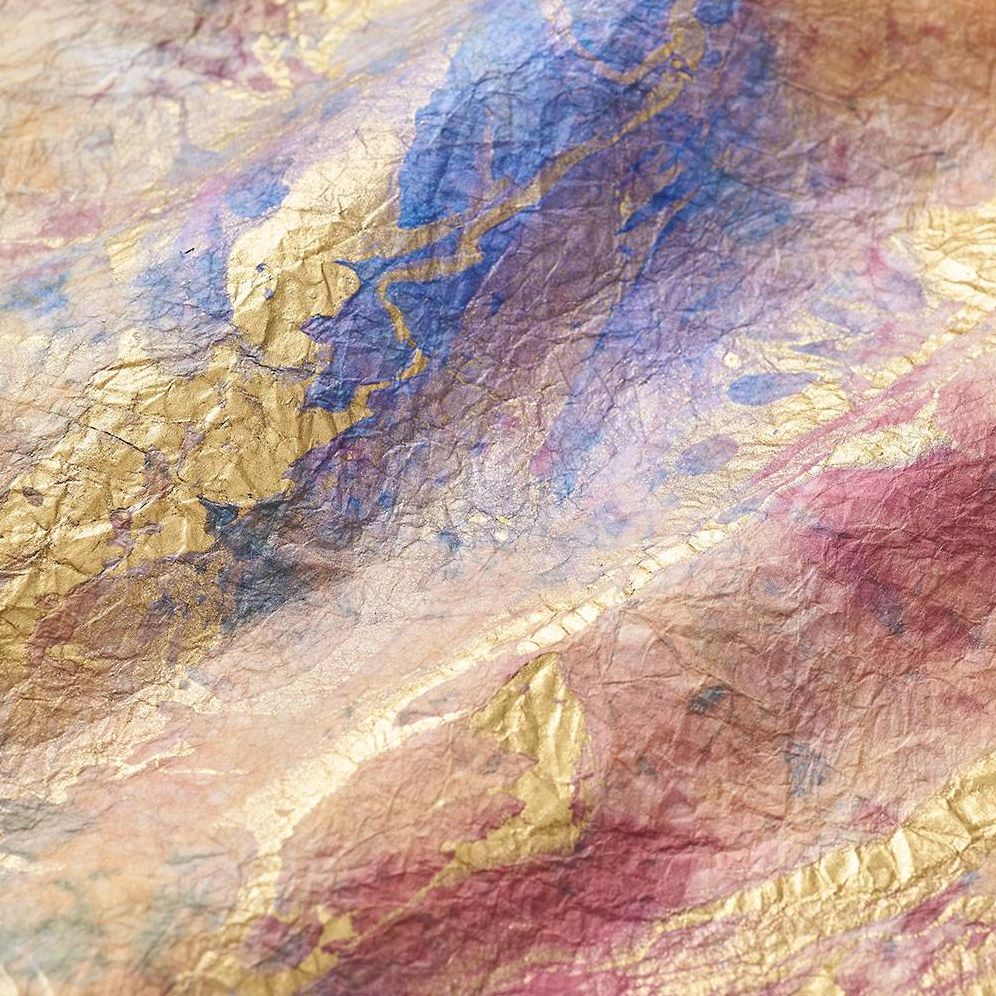 Blue/Purple/Gold Marbled Handmade Paper - Image 3