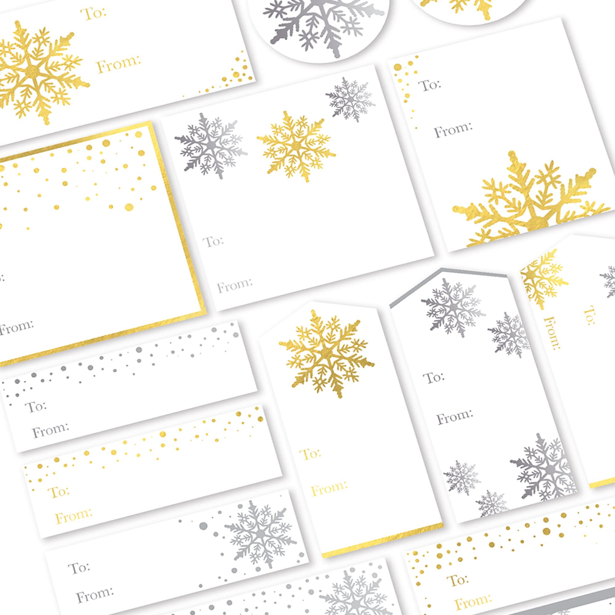 Silver/Gold Snowflakes Adhesive Labels - Image 2