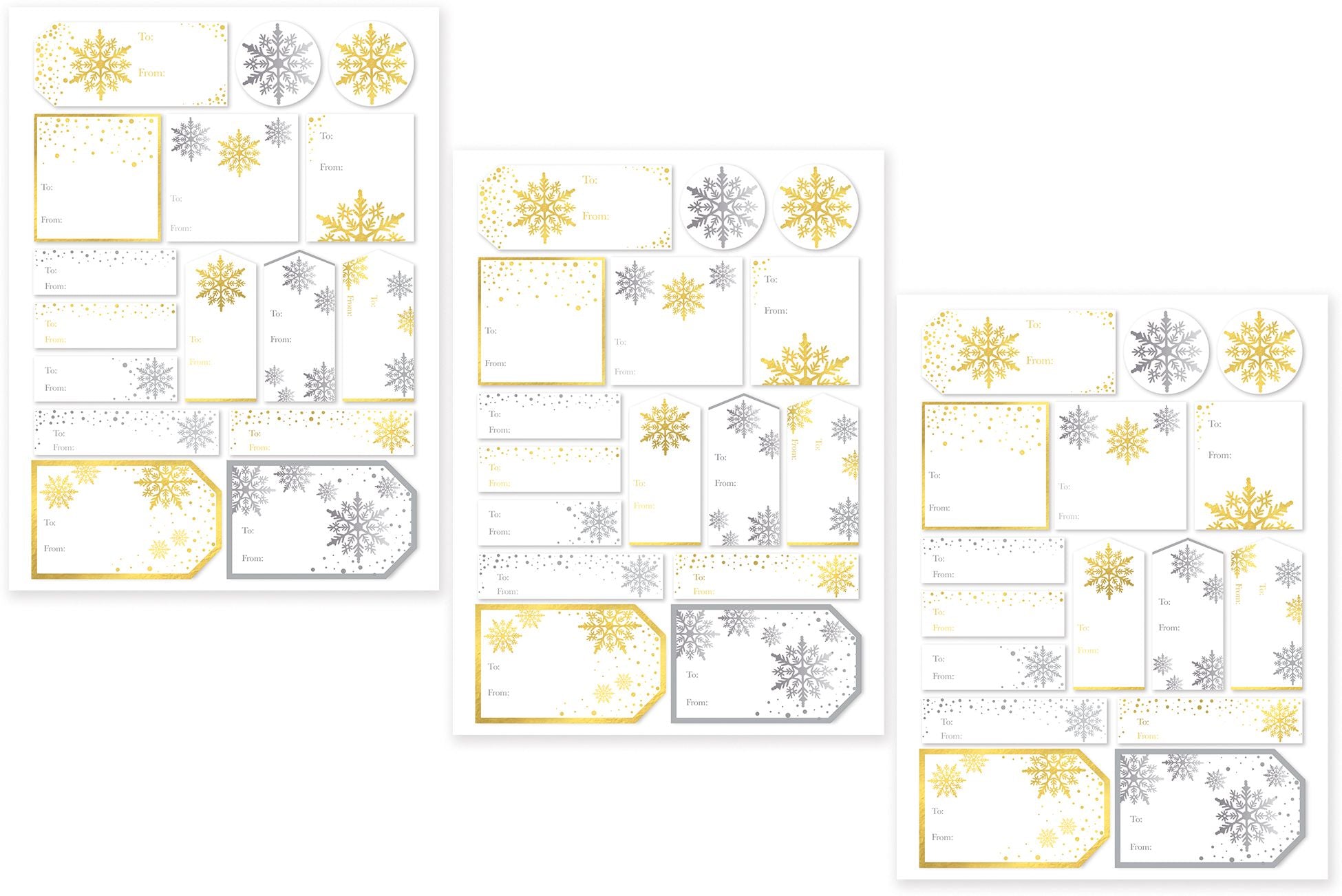 Silver/Gold Snowflakes Adhesive Labels - Image 3