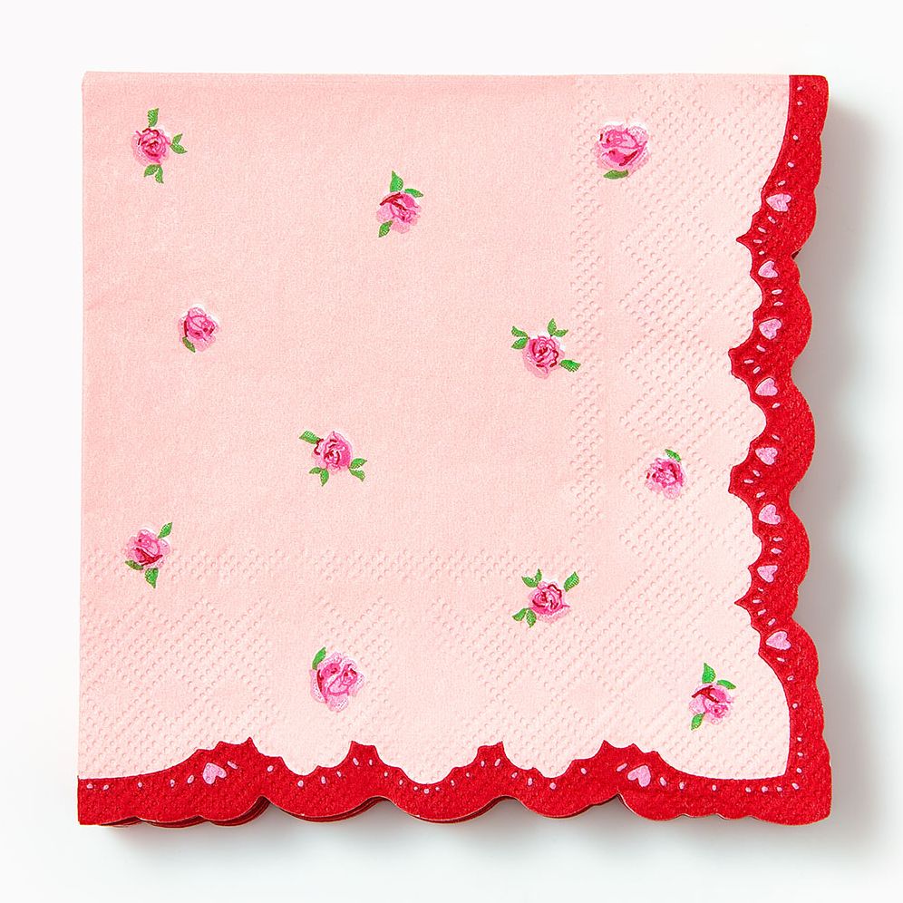 Floral Hearts Beverage Napkin Set of 20
