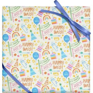 Happy Birthday Doodles Roll Wrap