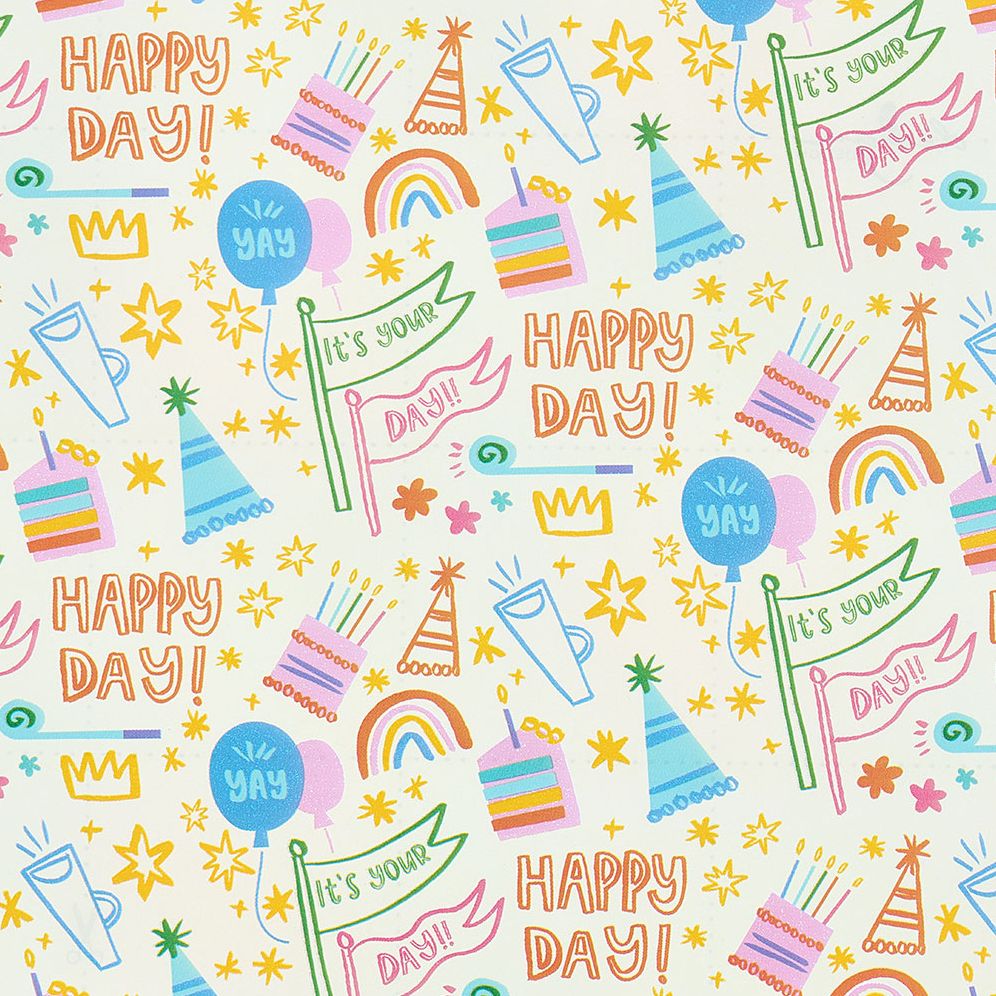 Happy Birthday Doodles Roll Wrap - Image 3