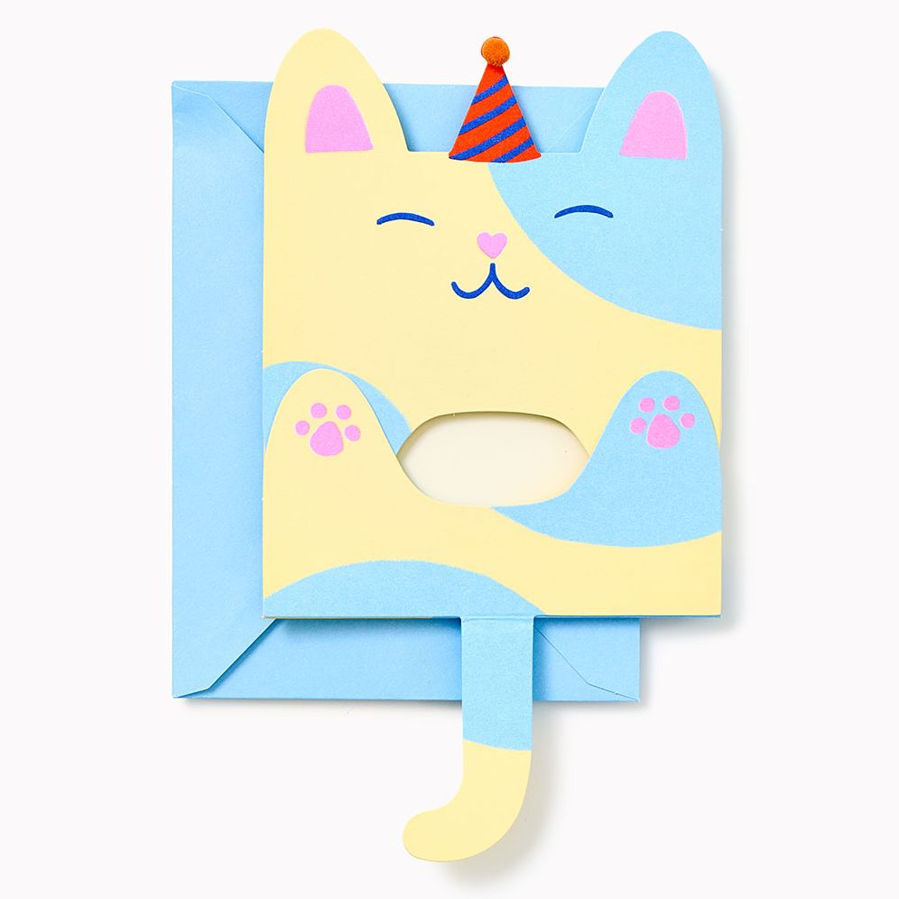 Folding Cat With Party Hat Embellished Birthday Card - Image 2
