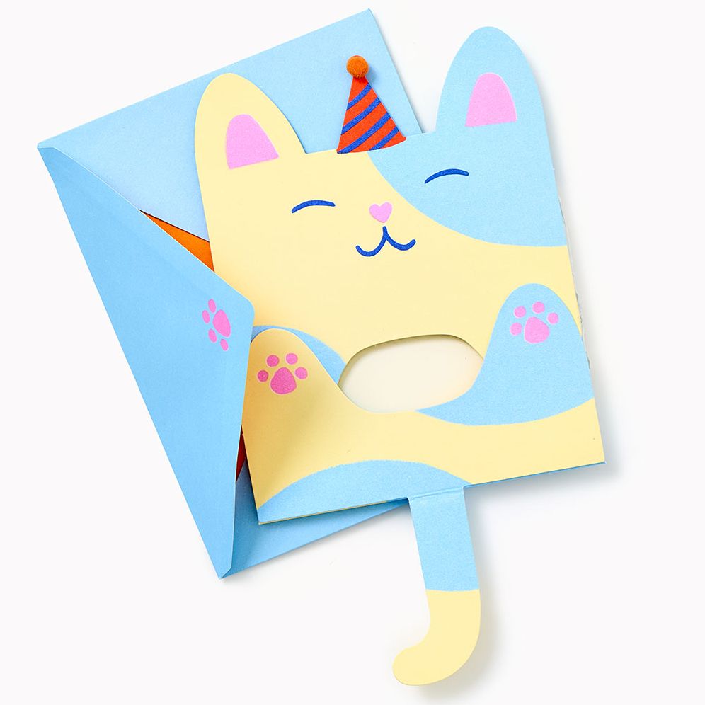 Folding Cat With Party Hat Embellished Birthday Card - Image 3