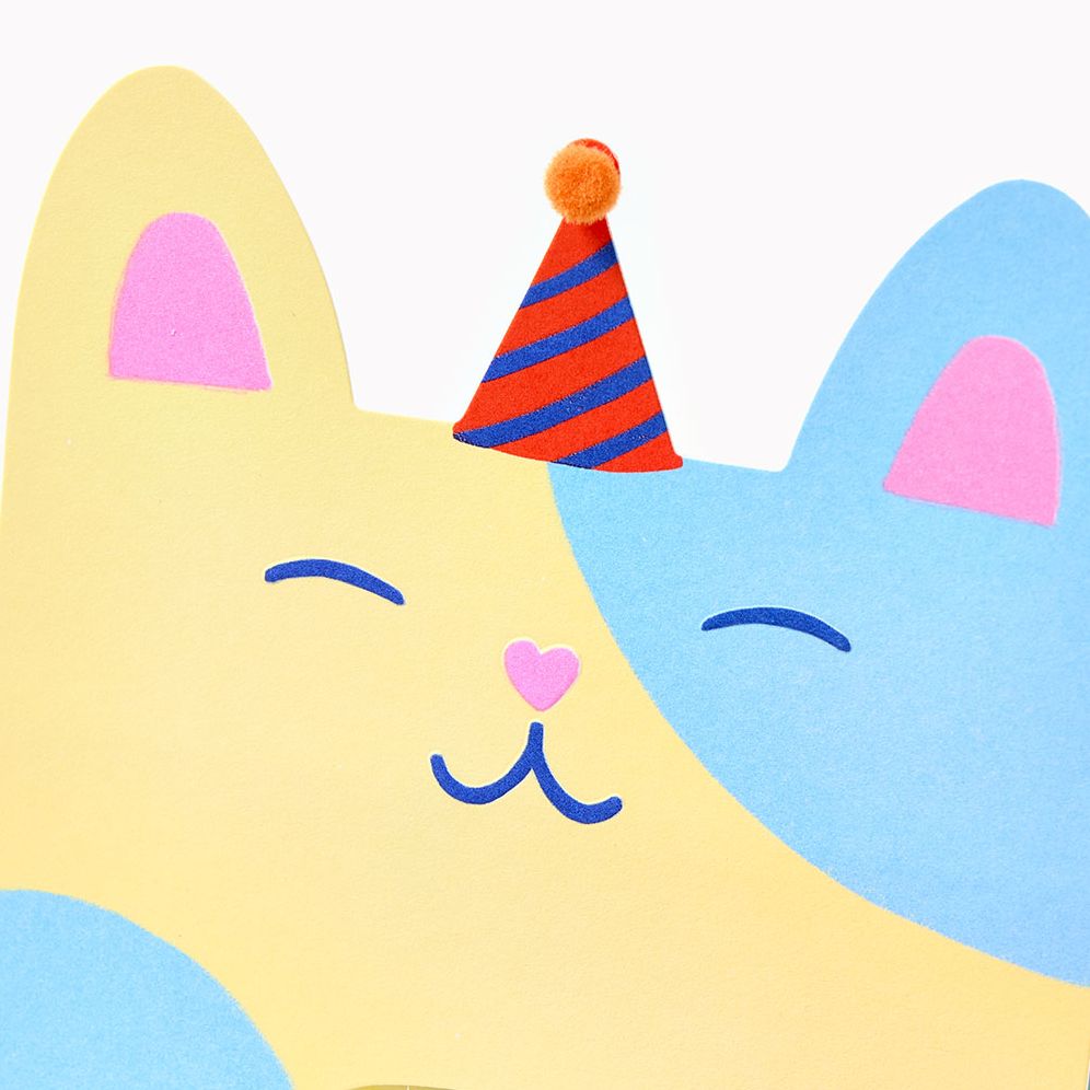 Folding Cat With Party Hat Embellished Birthday Card - Image 6