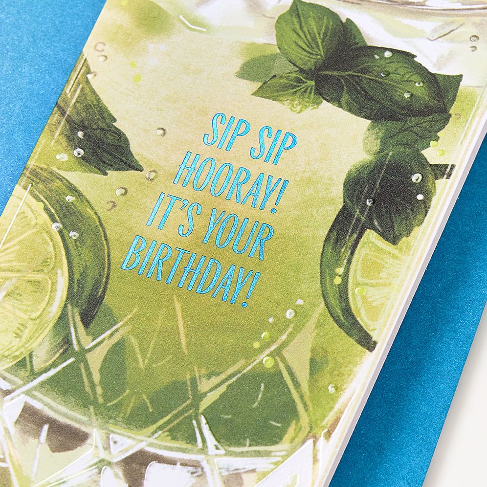 Sip Sip Hooray Embellished Birthday Card - Image 3