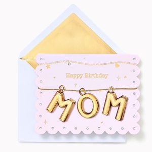 Gold Mom Charm Embellished Birthday Card