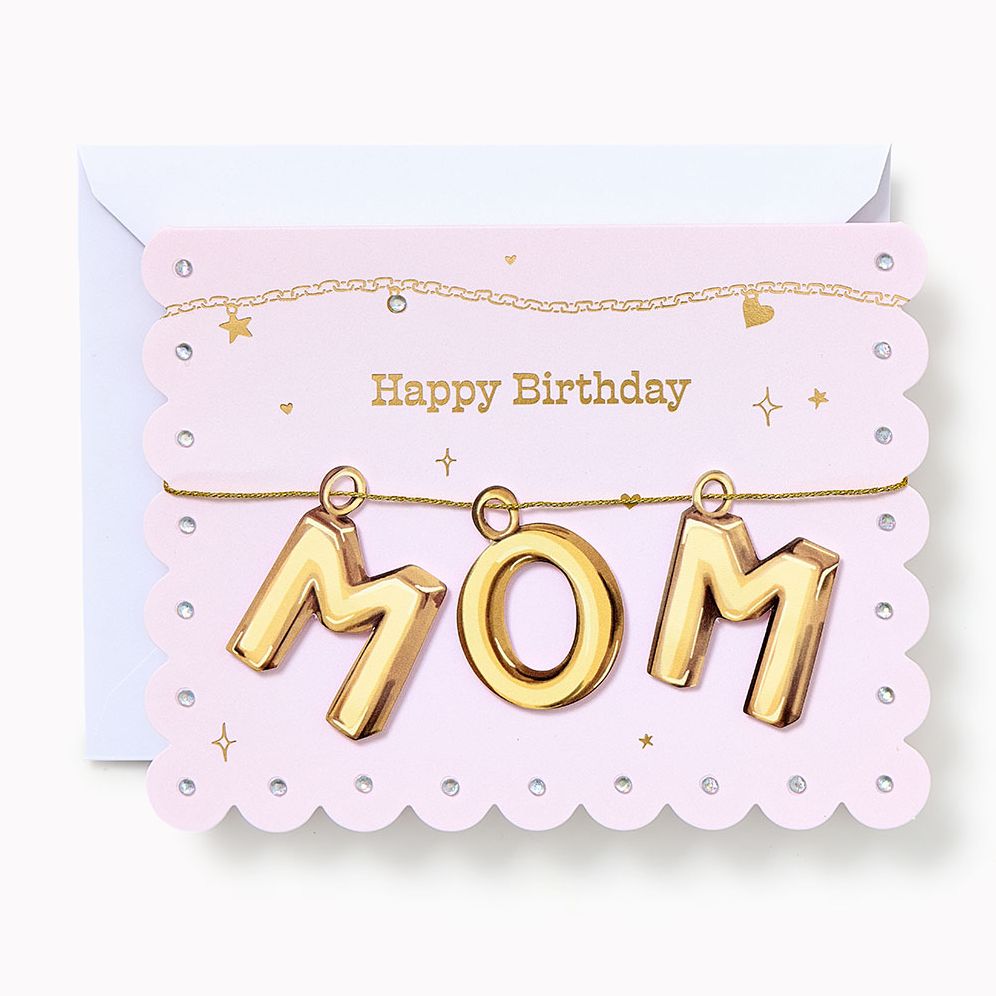 Gold Mom Charm Embellished Birthday Card - Image 2