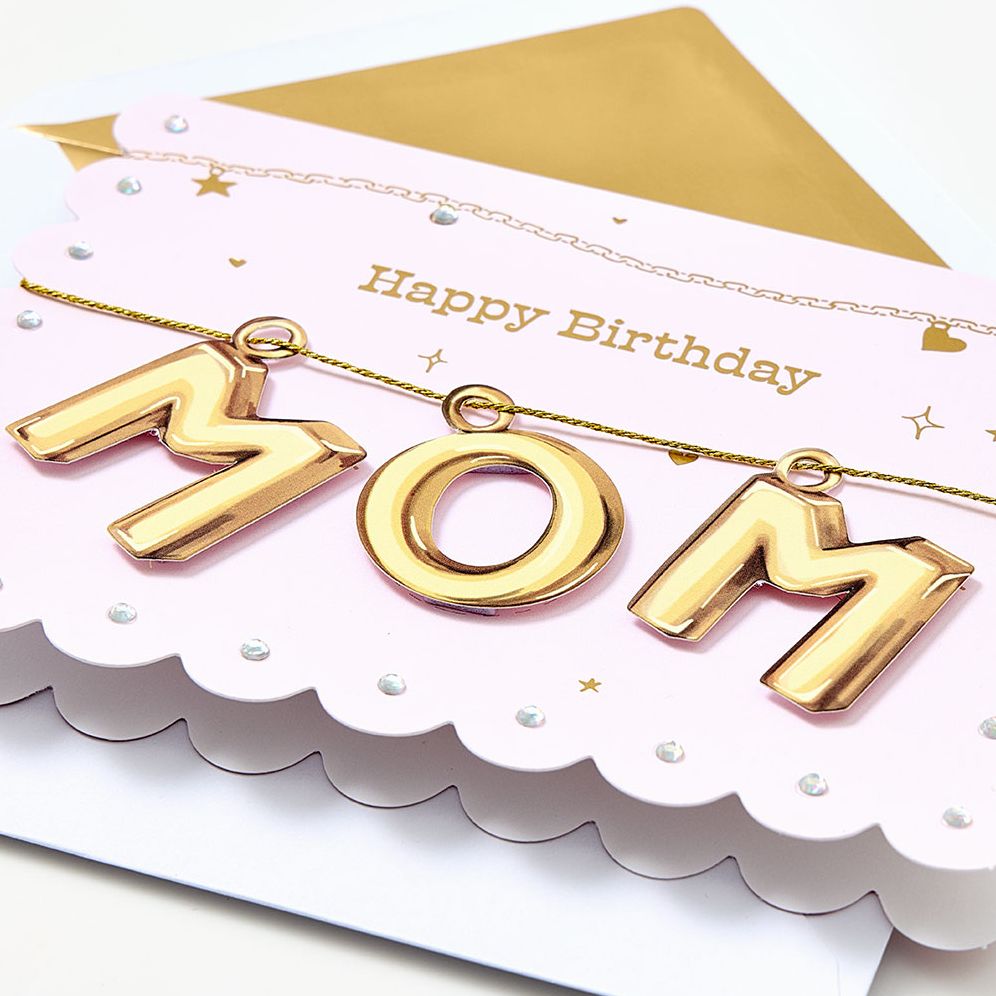 Gold Mom Charm Embellished Birthday Card - Image 3