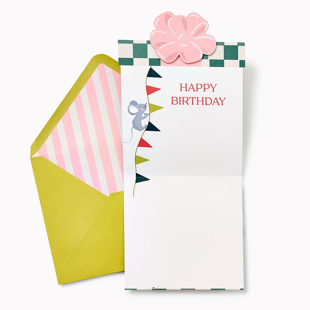 Mouse In Present Embellished Birthday Card - Image 3