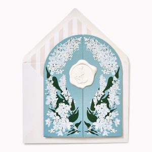Blue Floral Gateway Embellished Wedding Card