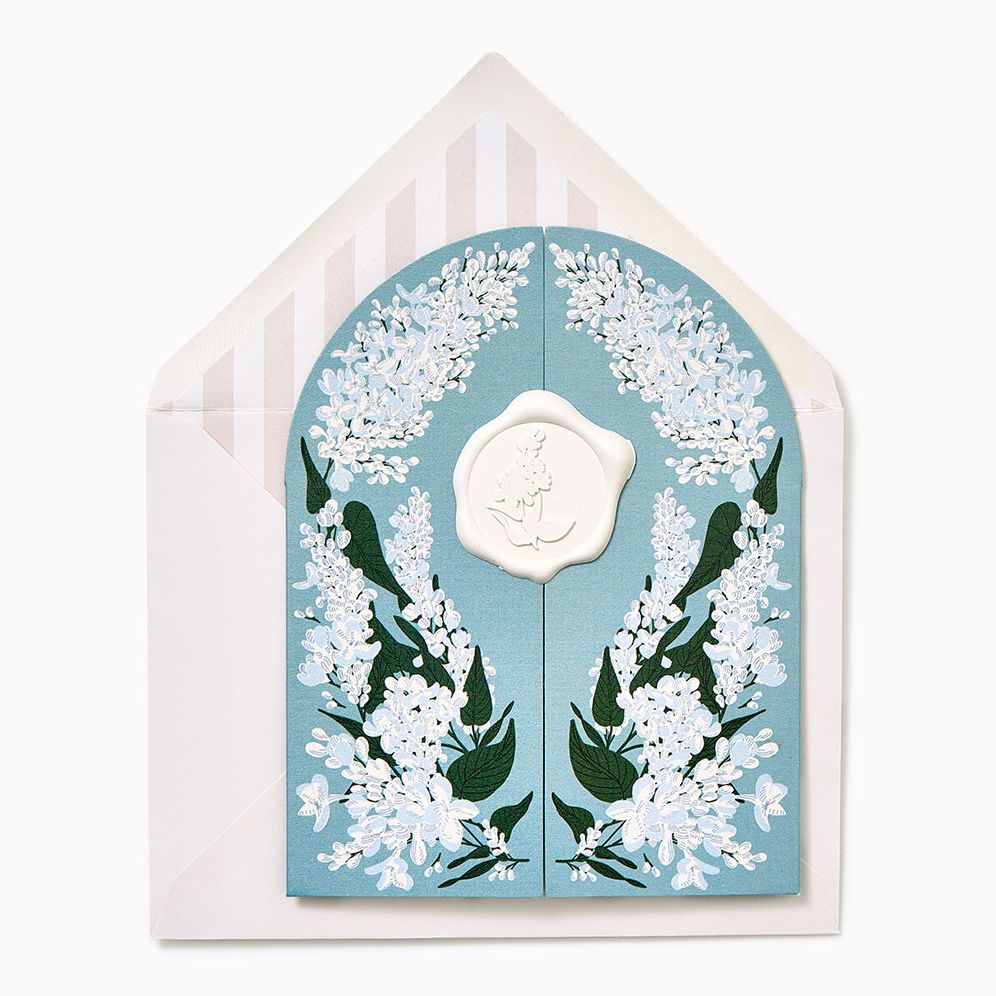 Blue Floral Gateway Embellished Wedding Card