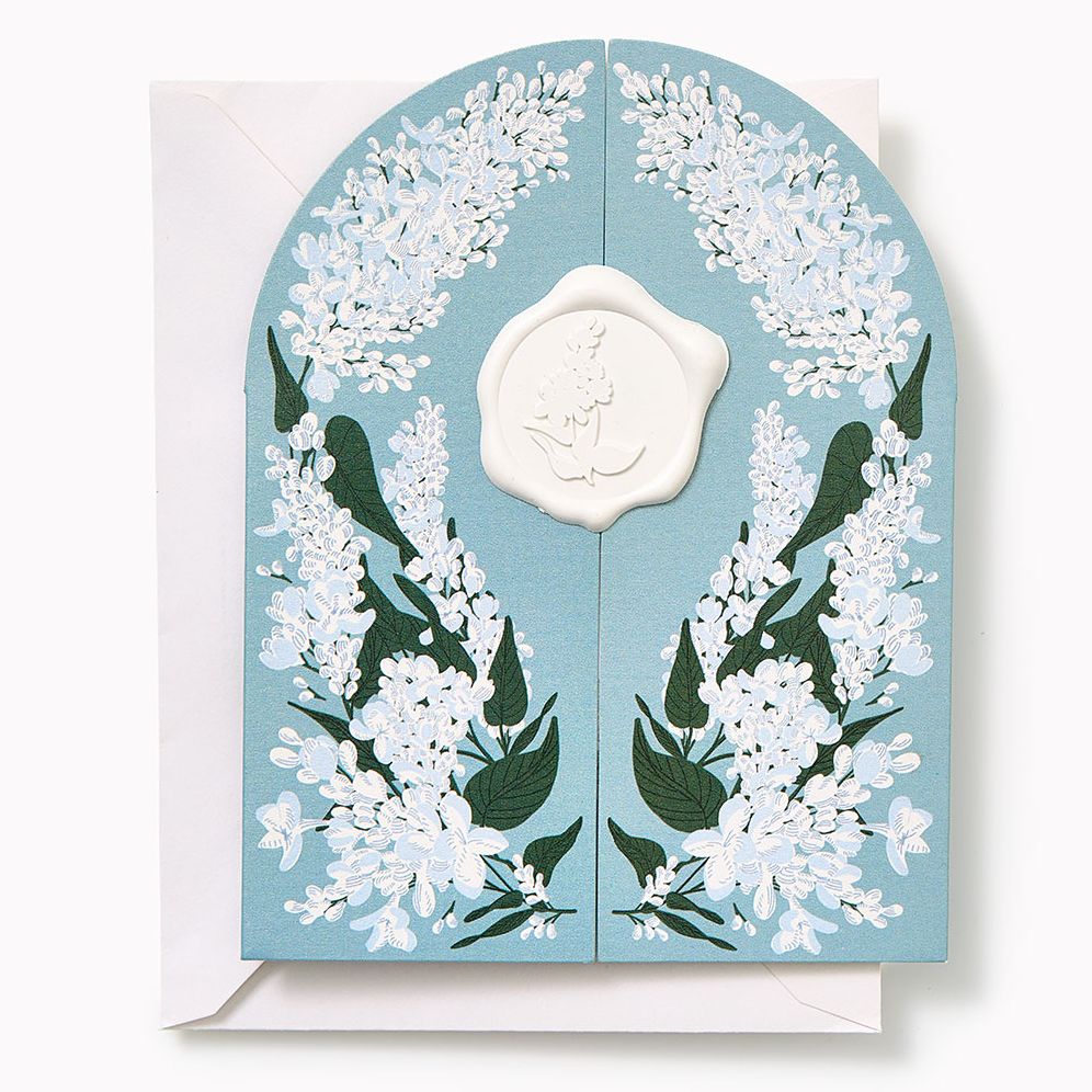 Blue Floral Gateway Embellished Wedding Card - Image 2