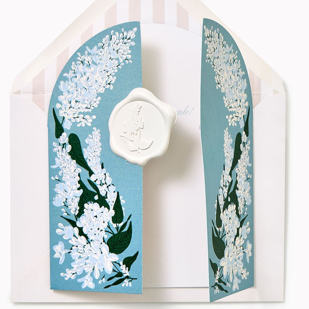 Blue Floral Gateway Embellished Wedding Card - Image 3