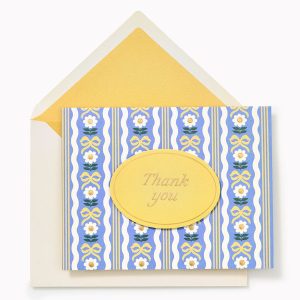 Floral Bow Embellished Thank You Card