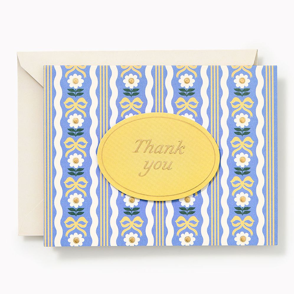 Floral Bow Embellished Thank You Card - Image 2