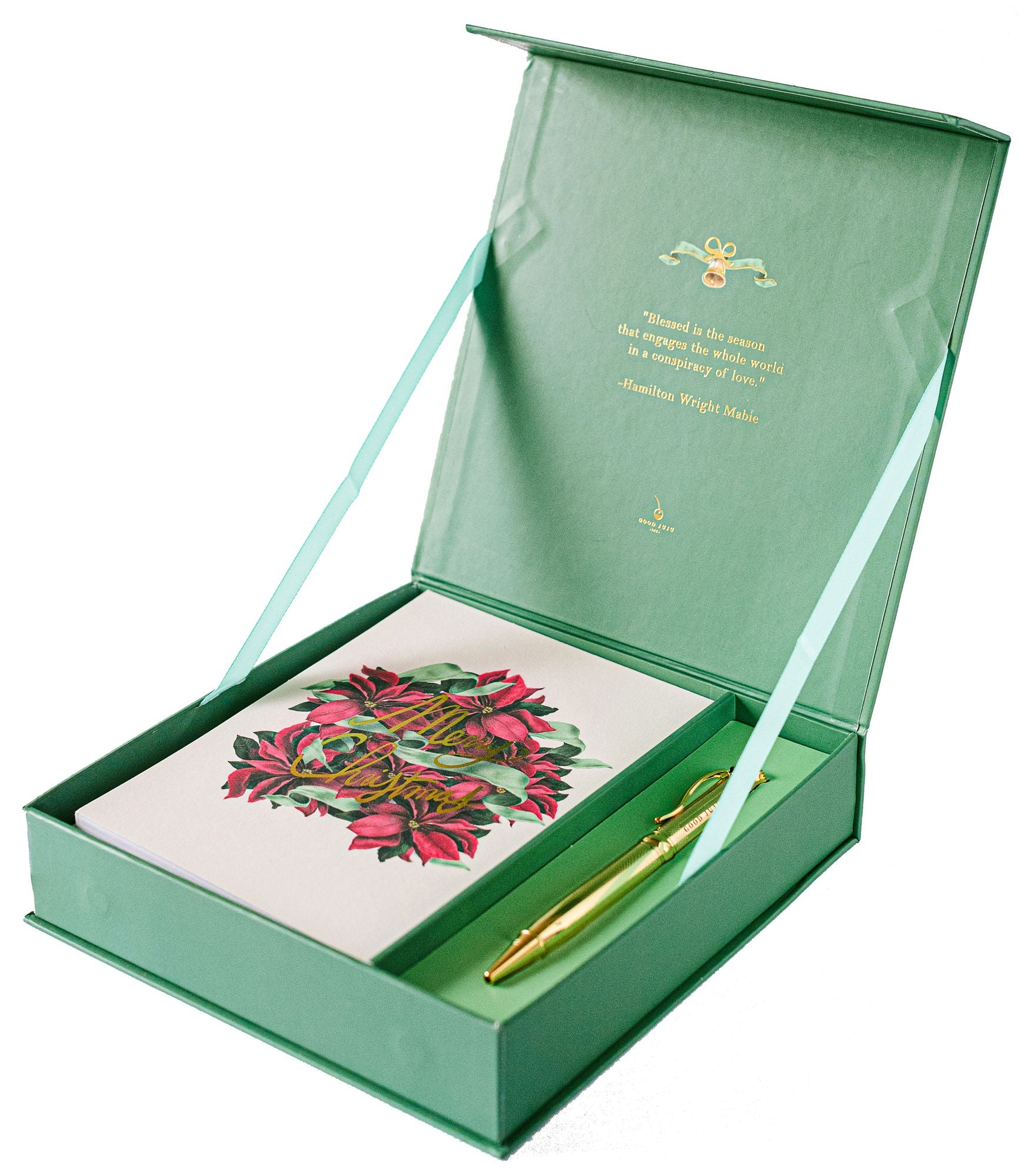 Christmas Poinsettias Luxury Holiday Card Set - Image 3