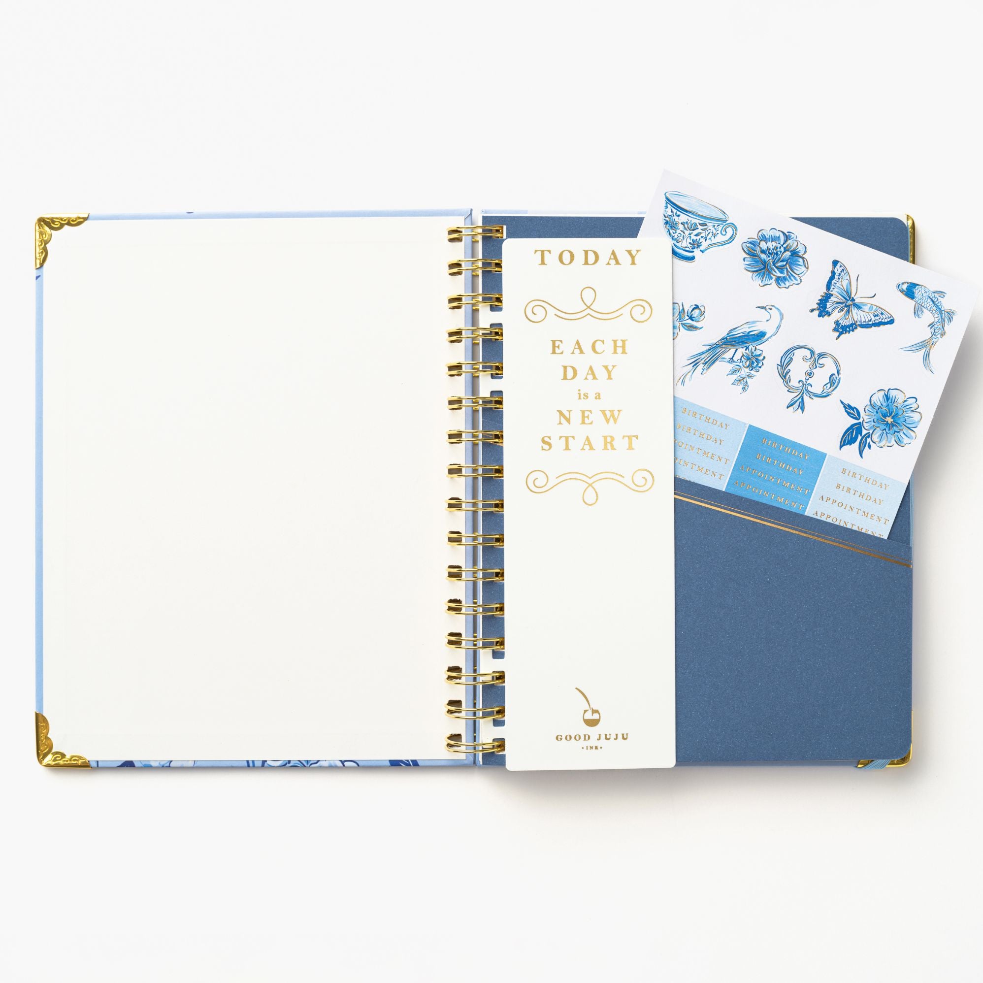 2027 Blue Toile Bird 12-Month Weekly Medium Spiral Planner - Image 9