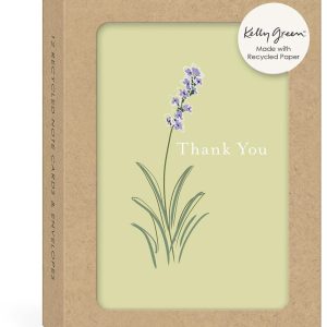 Delicate Floral Recycled Paper Thank You Cards Set of 12