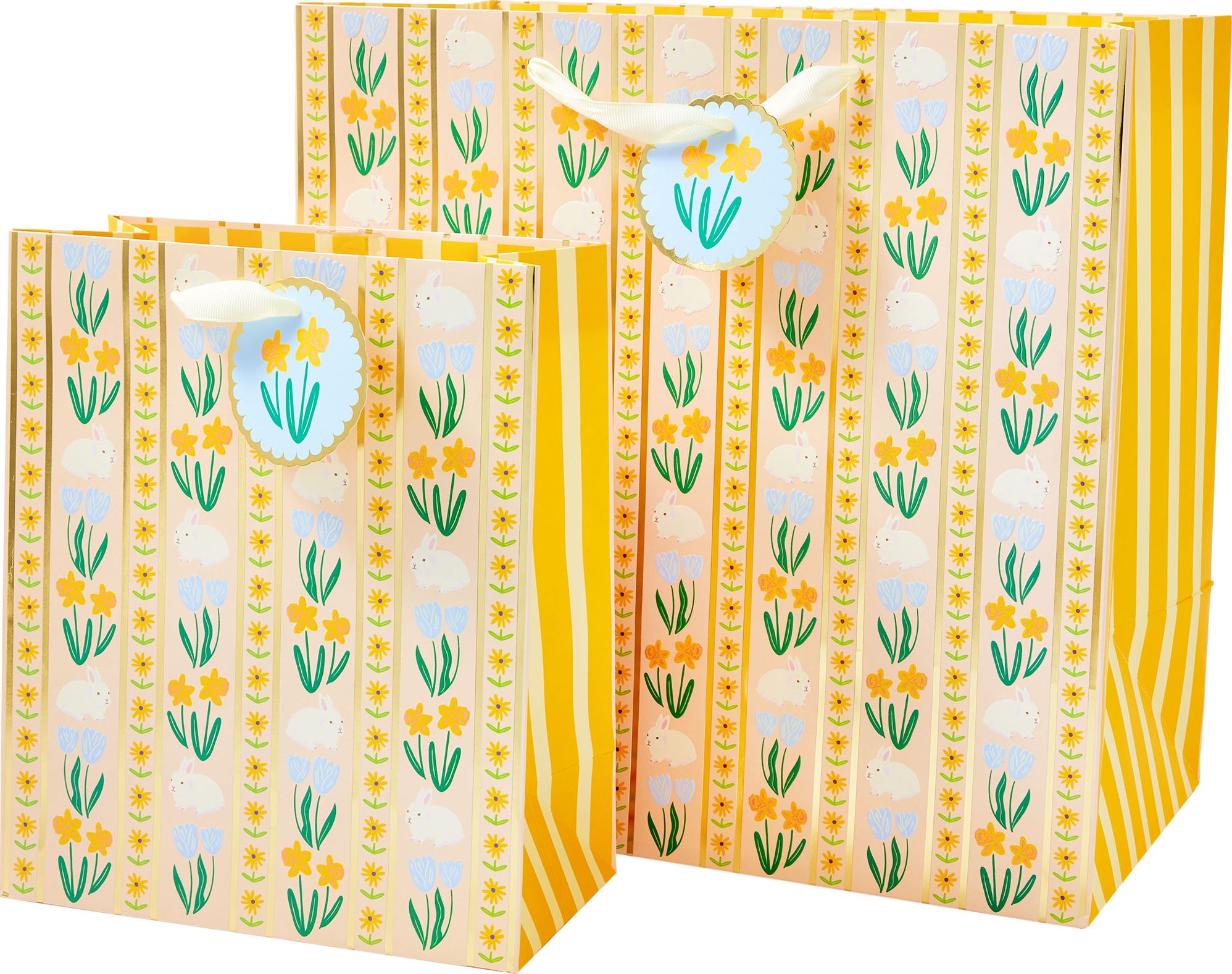 Floral Stripe Bunny Large Gift Bag - Image 3