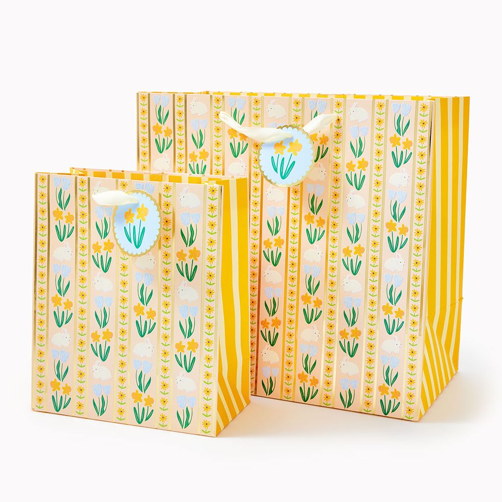 Floral Stripe Bunny Large Gift Bag - Image 5