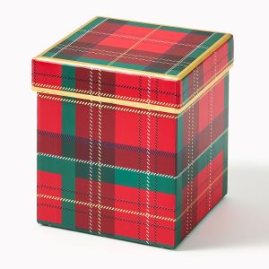 Holiday Plaid Square Gift Box