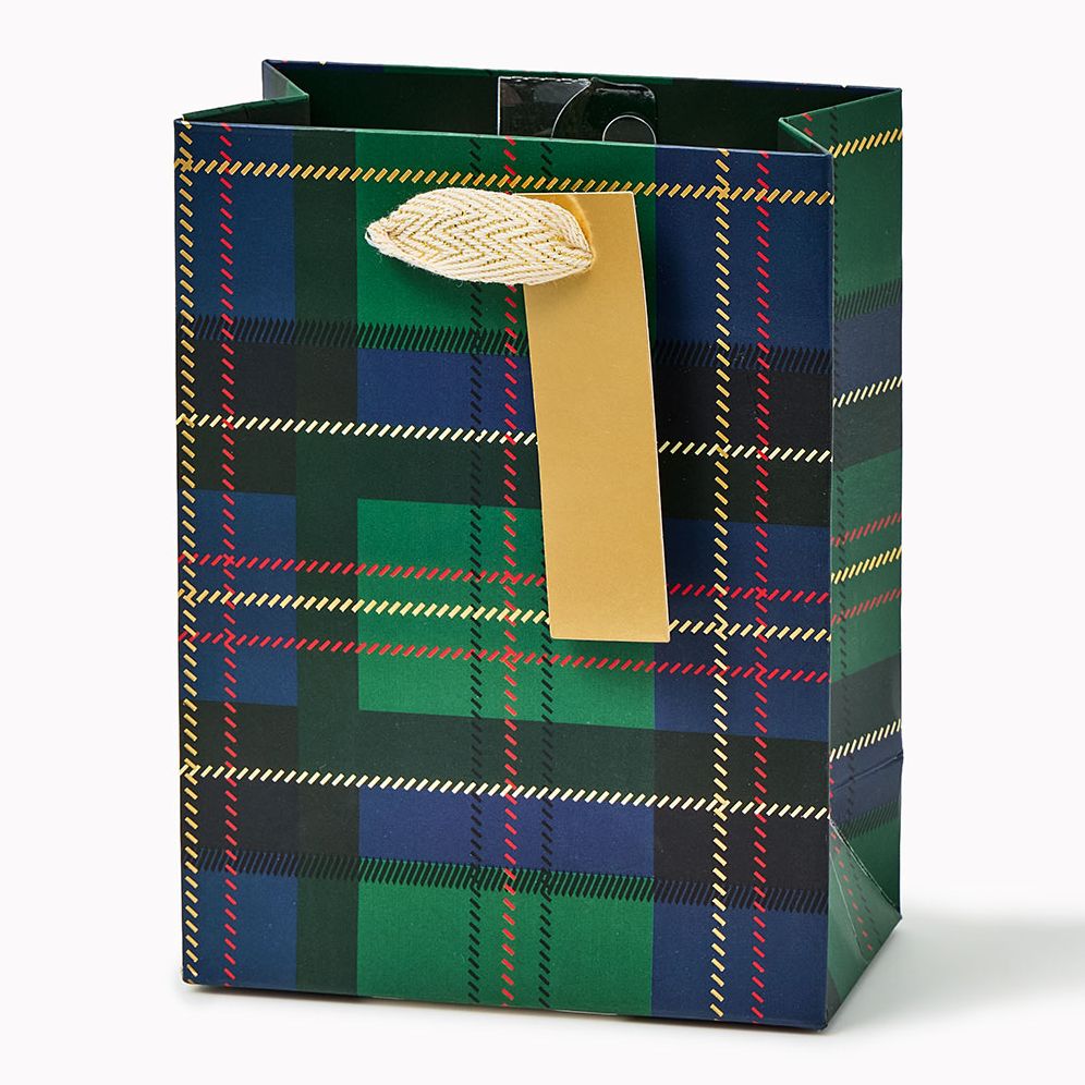 Green Holiday Plaid Small Gift Bag