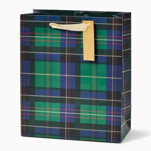 Green Holiday Plaid Medium Gift Bag