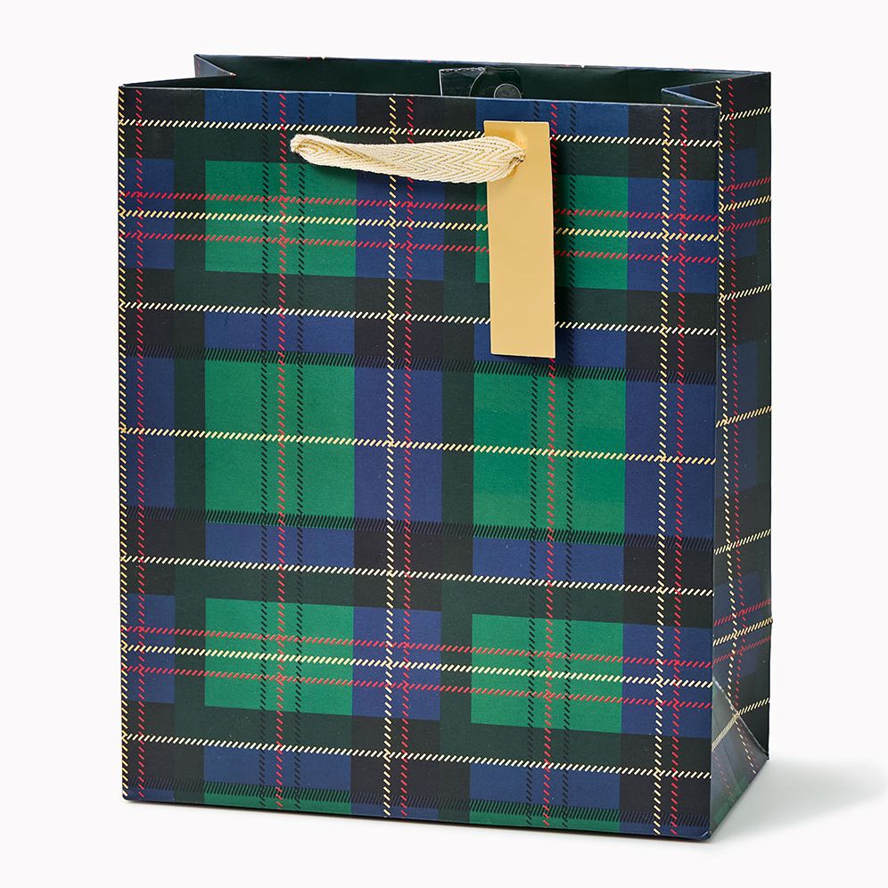 Green Holiday Plaid Medium Gift Bag