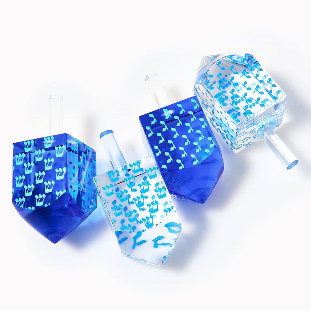 Acrylic Dreidel Set - Blue & White - Image 2
