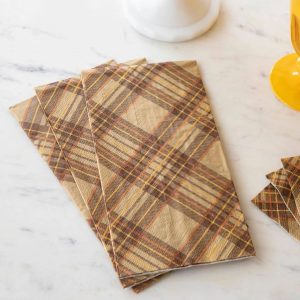 Autumn Plaid Guest Napkins Set of 16