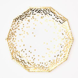 Gold Confetti Decagon Large Plates