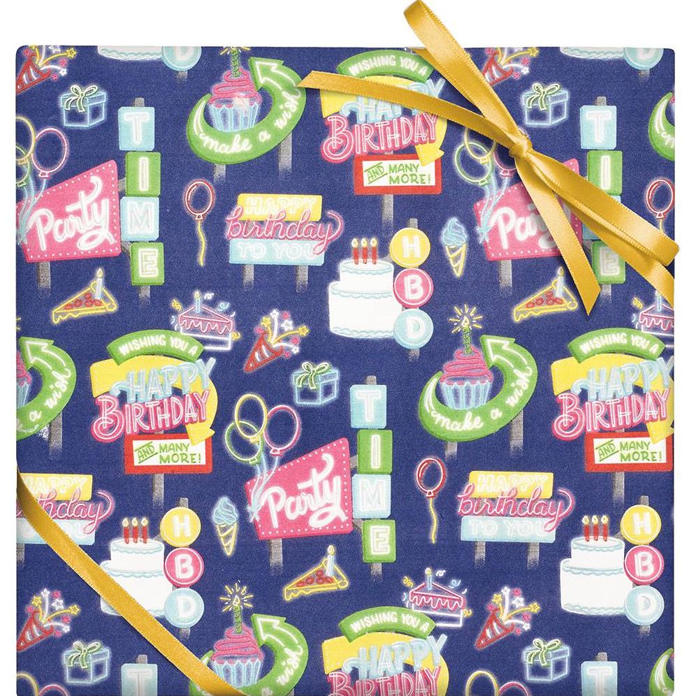 Neon Birthday Stone Wrapping Paper