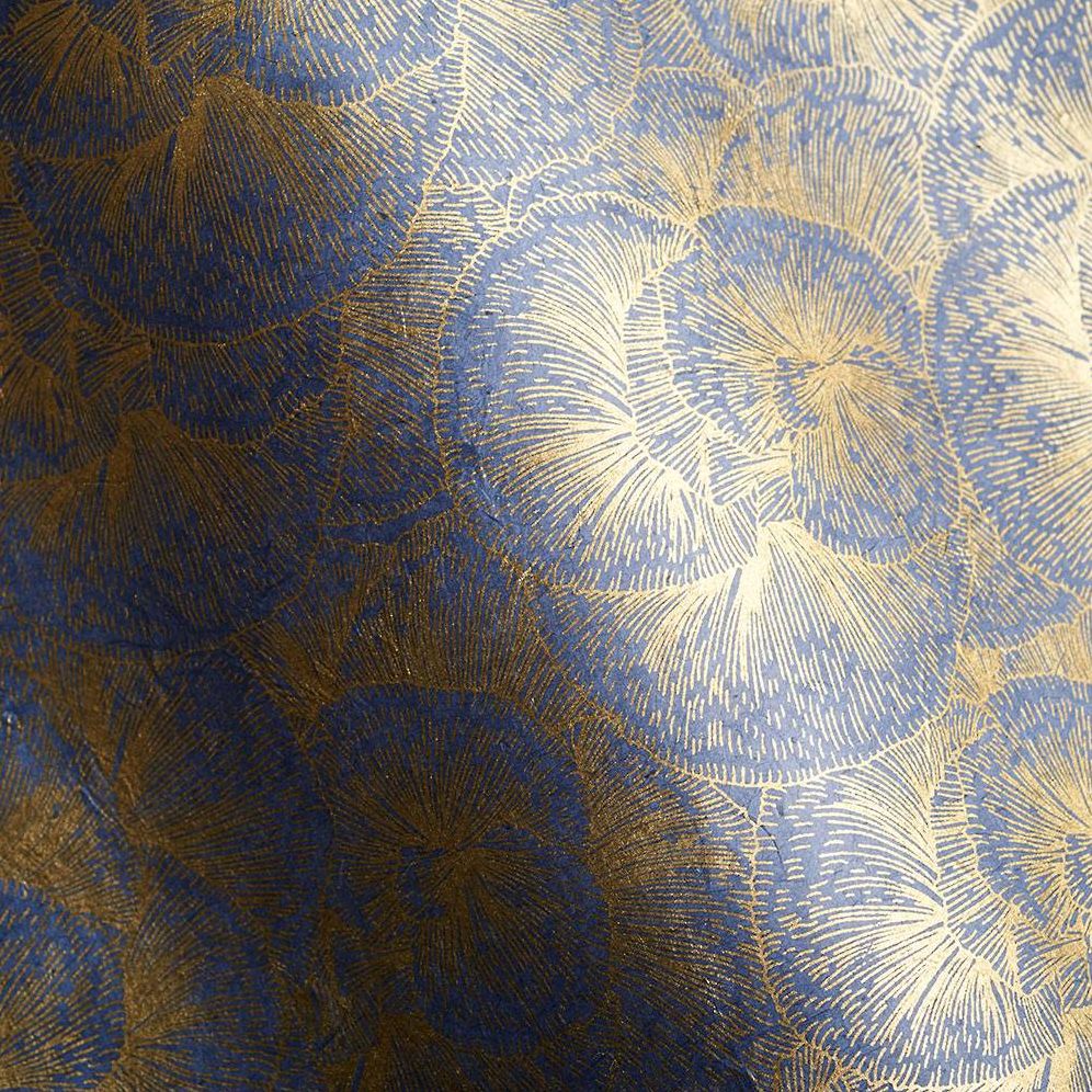 Gold Stripe Floral on Slate Handmade Paper - Image 2