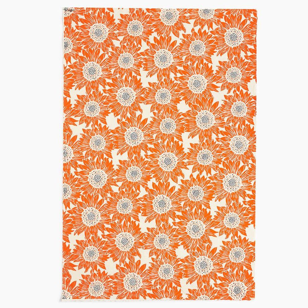 Orange Flowers on Cream Handmade Paper - Image 2