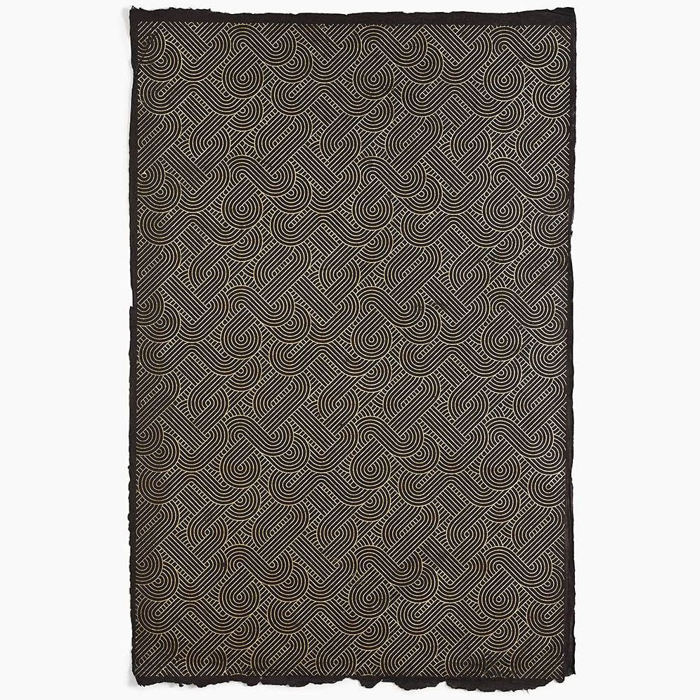 Geometric Gold on Black Handmade Paper - Image 2
