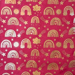 Metallic Rainbow on Magenta Handmade Paper